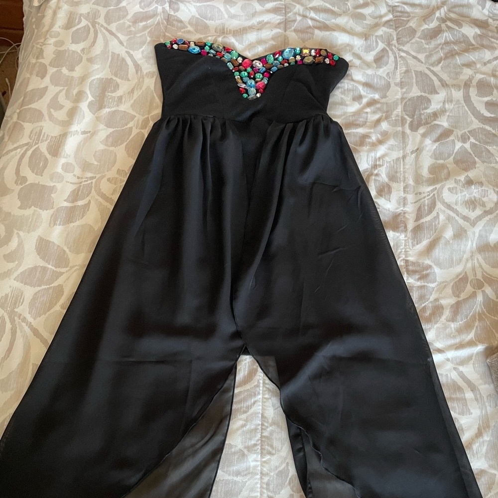 Body Central black sleeveless embellished mini dress. Size M